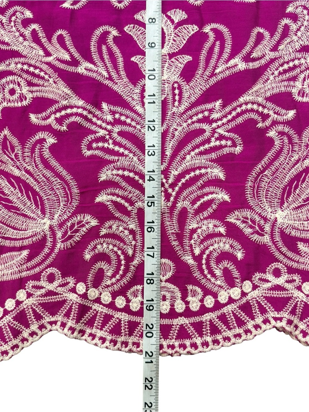 Solitaire Embroidered Magenta Puff Sleeve Boho Blouse Top Size L - Picture 9 of 13